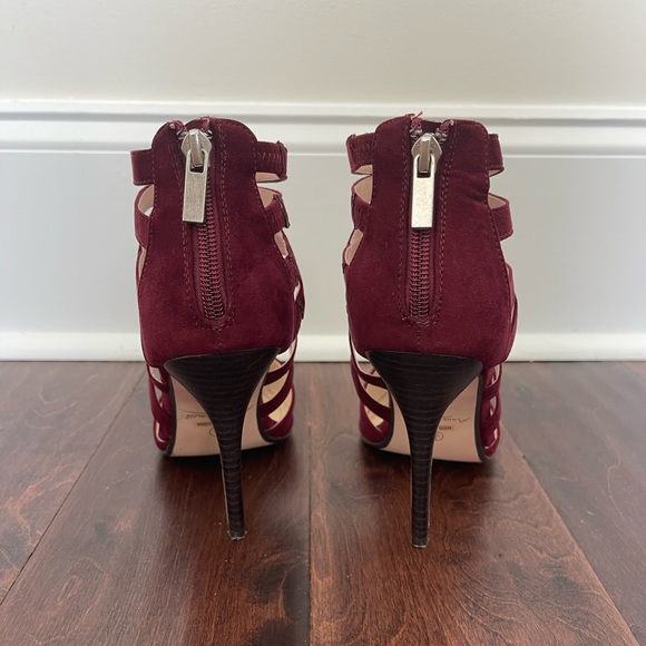 GORGEOUS Sexy Strappy Maroon Heels Pumps Shoes Wine Dark Red, Holiday shoes, 7.5 - Picture 5 of 5